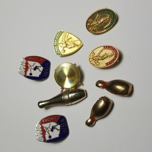 Lot of 8 Vintage Bowling Themed Pins/ Brooches